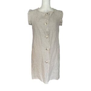 Michael Kors Linen-Blend Sleeveless Button-Up Front Dress P/S